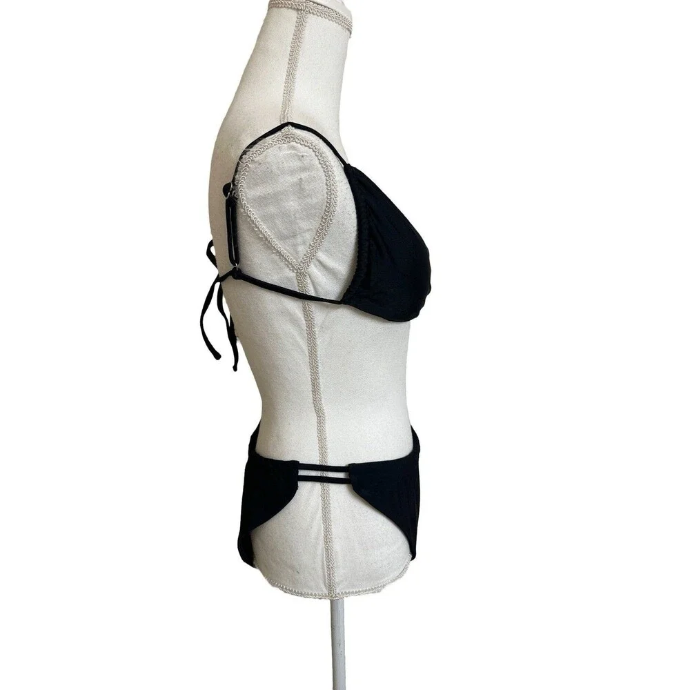 NWT Zaful Women's US 10 Black 2 Piece Bikini Set Top & Bottoms NEW